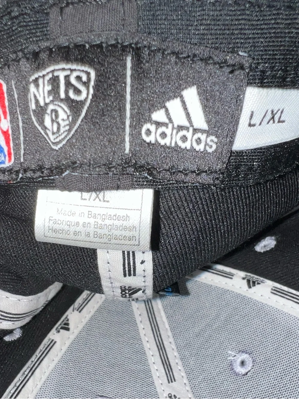 adidas Mens Fitmax 70 Black White Brooklyn Nets Embroidered Logo Cap Hat L/XL